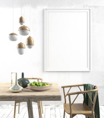 Yemek odası ile iç posterdeki alay. modern oturma odası 