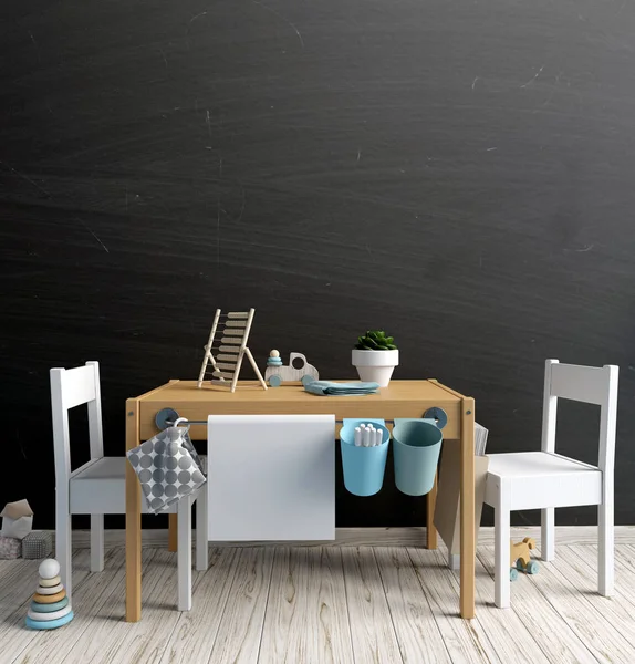 Blackboard iç çocuk alay. Oyun Odası. modern tarz. 3D çizim