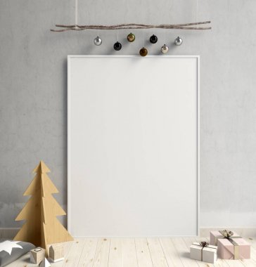 Modern minimalist Noel iç, İskandinav tarzı. 3D ben