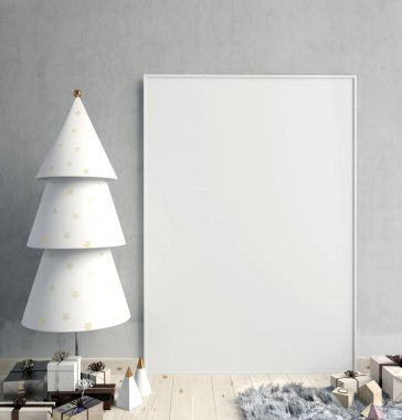Modern minimalist Noel iç, İskandinav tarzı. 3D ben