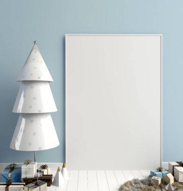Modern minimalist Noel iç, İskandinav tarzı. 3D ben
