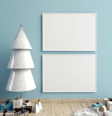 Modern minimalist Noel iç, İskandinav tarzı. 3D ben