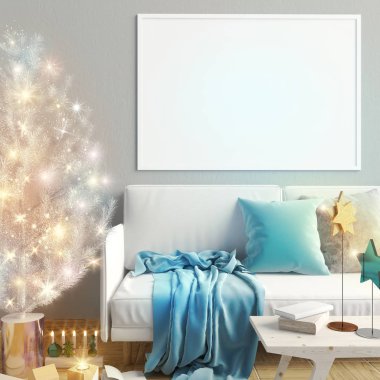 Lig parlayan ile İskandinav tarzı modern Noel iç