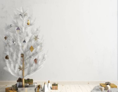 Lig parlayan ile İskandinav tarzı modern Noel iç