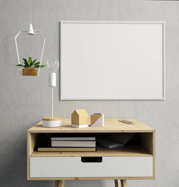 Modern iç başucundaki, posterler ve lambalar. Poster mo