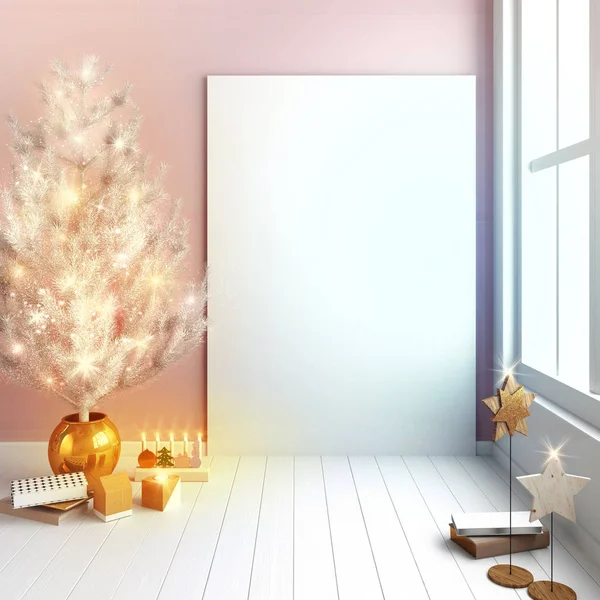 Interior moderno de Navidad de estilo escandinavo con labio brillante — Foto de Stock