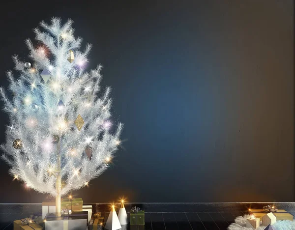 Lig parlayan ile İskandinav tarzı modern Noel iç — Stok fotoğraf
