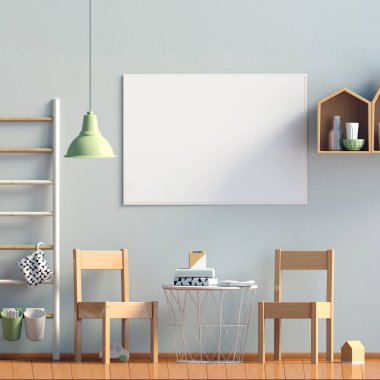 Pastel çocuk odası. Oyun Odası. modern tarz. 3D çizim. Po
