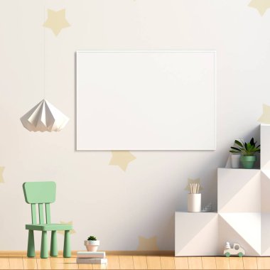 Pastel çocuk odası. Oyun Odası. modern tarz. 3D çizim. Po