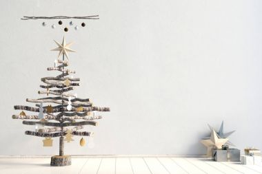 Modern minimalist Noel iç, İskandinav tarzı. 3D ben