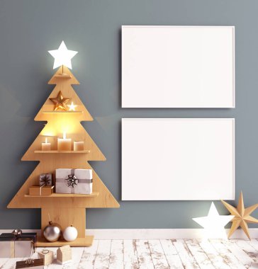 Modern minimalist Noel iç, İskandinav tarzı. 3D ben