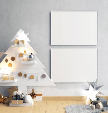 Modern minimalist Noel iç, İskandinav tarzı. 3D ben
