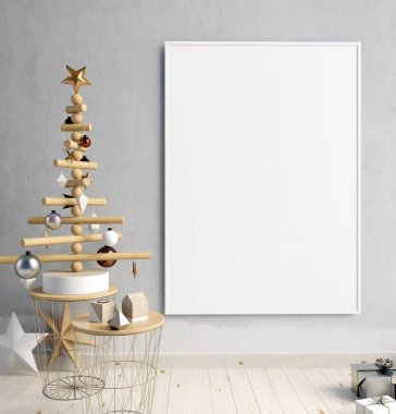 Modern minimalist Noel iç, İskandinav tarzı. 3D ben