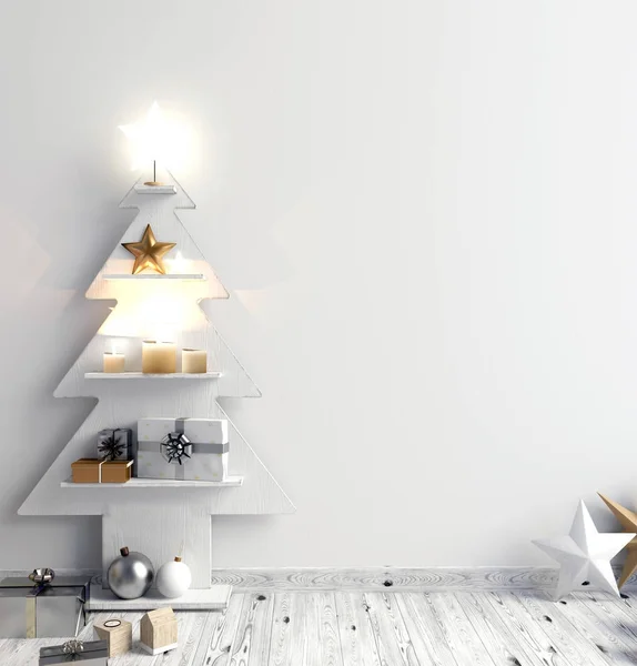 Modern minimalist Noel iç, İskandinav tarzı. 3D ben