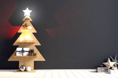 Modern minimalist Noel iç, İskandinav tarzı. 3D ben