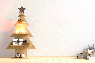 Modern minimalist Noel iç, İskandinav tarzı. 3D ben