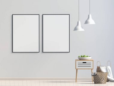 Modern iç sehpa ile. Posterl kadar sahte. 3D illustrat