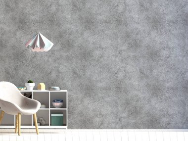 Modern iç sandalye ile. Duvar kadar sahte. 3D çizim.