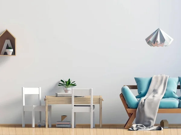 Pastel çocuk odası. Oyun Odası. modern tarz. 3D çizim. WA