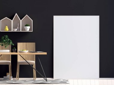 Yemek odası ile iç posterdeki alay. modern oturma odası 