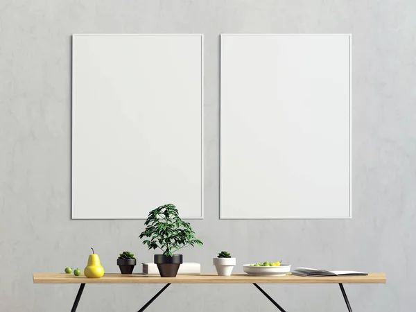 Mock up poster in interieur met eethoek. moderne woonkamer — Stockfoto