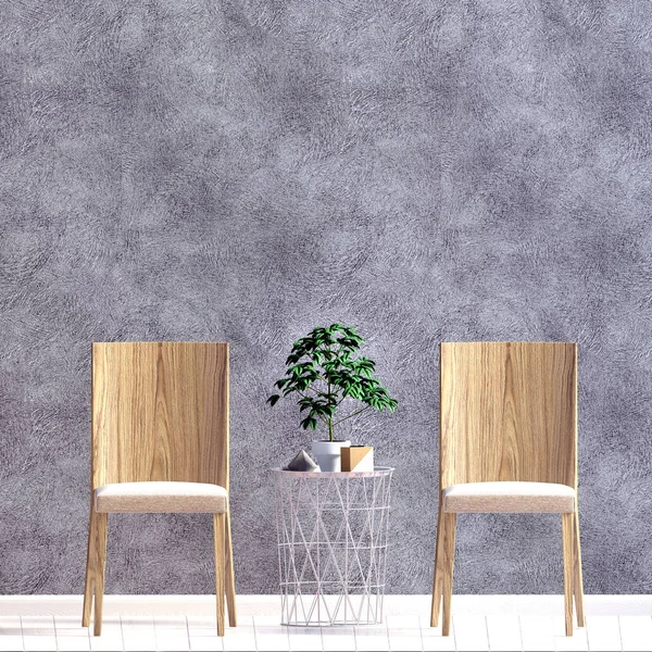 Modern interior with chair. Wall mock up. 3d illustration. — Stock Photo, Image