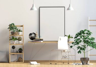 Tarzı modern iç İskandinav, eğitim için bir yer. 3D