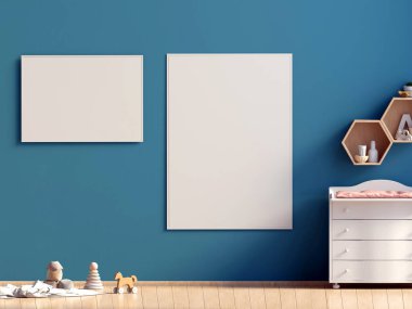 Pastel çocuk odası. Oyun Odası. modern tarz. 3D çizim. Po