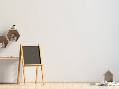 Pastel çocuk odası. Oyun Odası. modern tarz. 3D çizim. WA