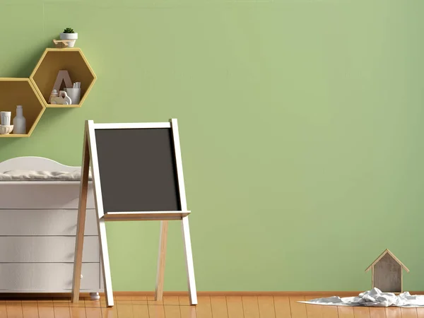 Pastel child's room. playroom. modern style. 3d illustration. Wa — Stock Photo, Image