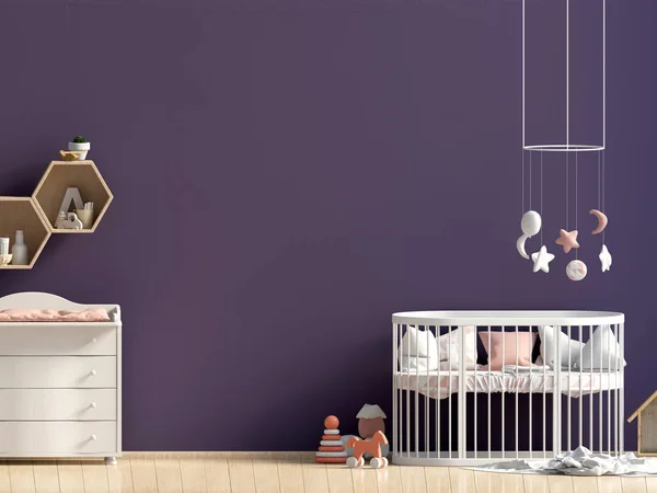 Childroom iç. yerde yatıyor. 3D çizim. Alay