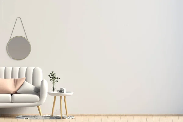 Sehpa ve Kanepeli modern iç. Duvar kadar sahte. 3D hasta