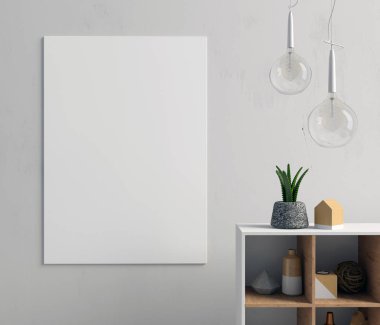 Modern iç başucundaki, posterler ve lambalar. Poster mo