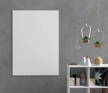 Modern iç başucundaki, posterler ve lambalar. Poster mo