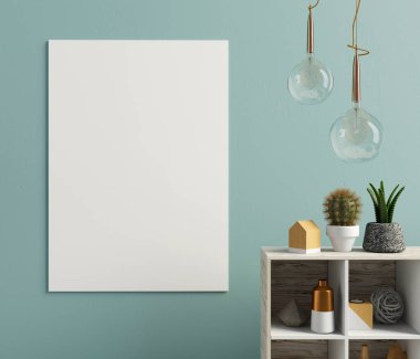 Modern iç başucundaki, posterler ve lambalar. Poster mo