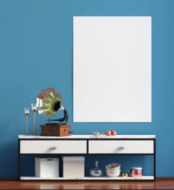 İskandinav tarzı modern iç mekan tasarımları. Poster alay. 3D