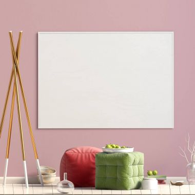 İskandinav tarzı modern iç mekan tasarımları. Poster alay. 3D