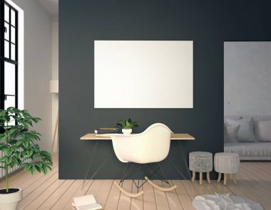 Modern iç, bir yer için çalışma, masada çalışıyor oluşan bir