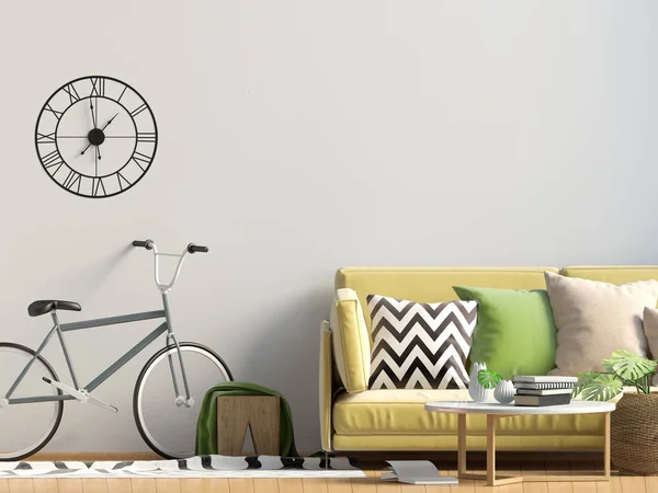 Moderne interiør med salongbord og sofa. Wall gjør narr. 3d syk – stockfoto