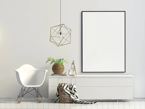 Modern iç raf, bitki ve sandalye ile. Poster kadar sahte. 3D ben