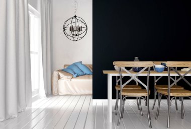 Duvar iç yemek alanı ile ilgili alay et. oturma odası modern st