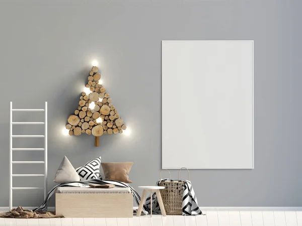 Noel çocuk odası. Oyun odası. Modern tarz. 3d illüstrasyon.