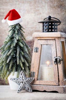 Şamdan. Noel fener. Noel dekorasyon, CA tebrik