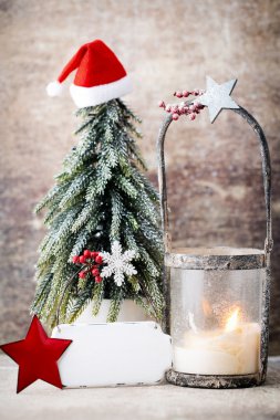 Şamdan. Noel fener. Noel dekorasyon, CA tebrik