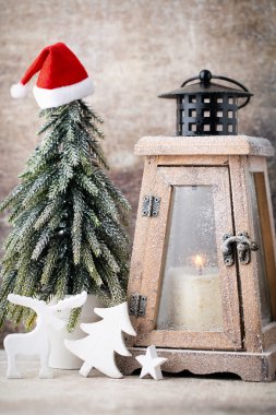 Şamdan. Noel fener. Noel dekorasyon, CA tebrik
