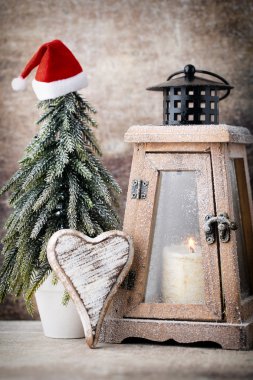 Şamdan. Noel fener. Noel dekorasyon, CA tebrik