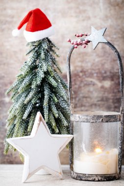 Şamdan. Noel fener. Noel dekorasyon, CA tebrik
