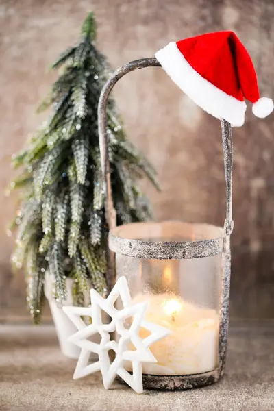 Ljusstake. Jul lykta. Cristmas dekoration, hälsning ca — Stockfoto