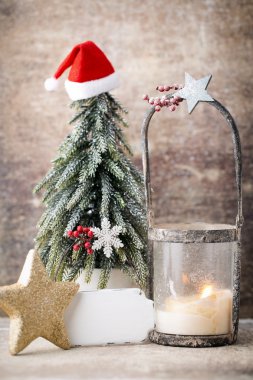 Şamdan. Noel fener. Noel dekorasyon, CA tebrik