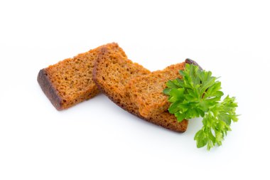 Ekmek kıtır ekmekleri beyaz arkaplanda izole.